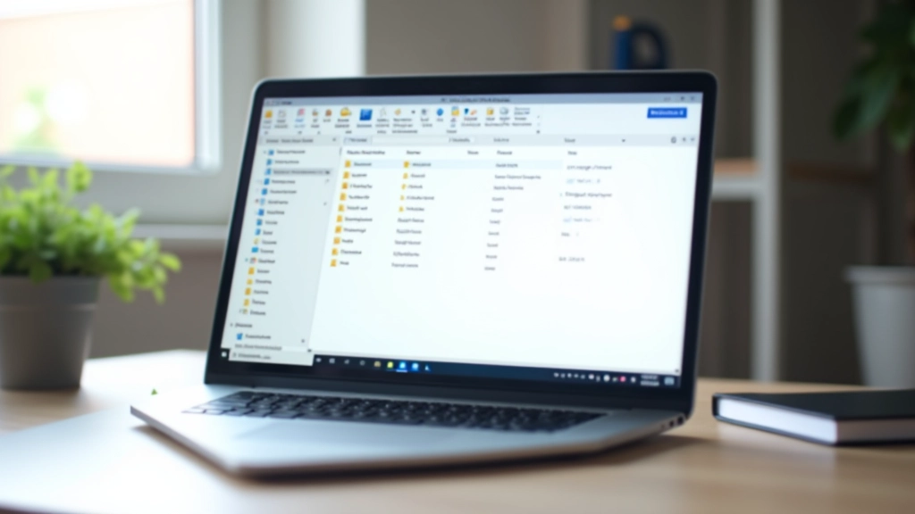 Computador portátil com ficheiros e pastas abertas no explorador de ficheiros